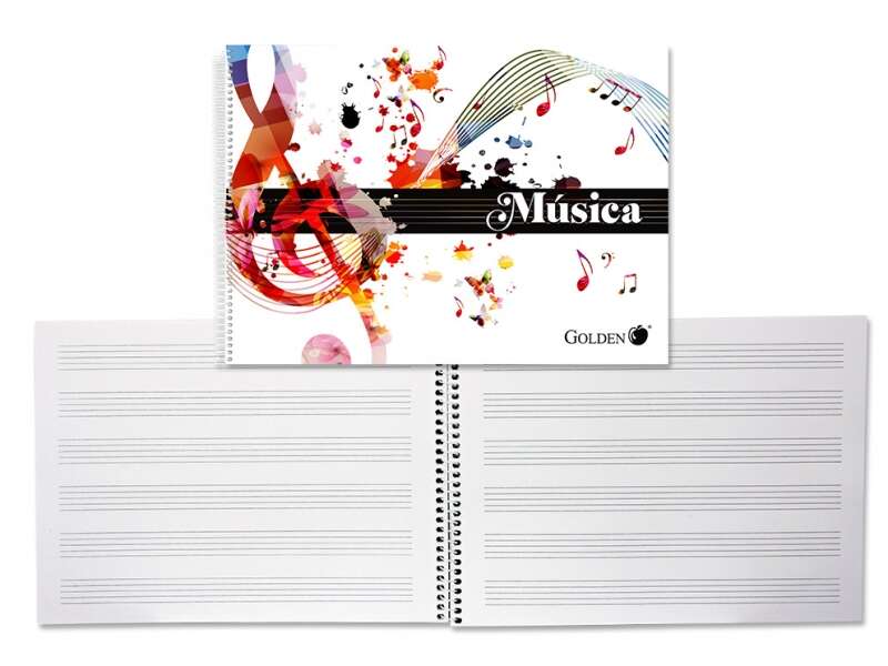 Golden Cuaderno de Musica - 20 Hojas - Interlineado de 3mm - Papel de 100gr 1 pieza(s)