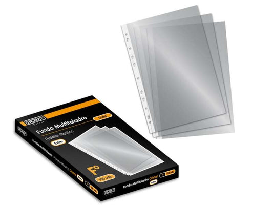 Ingraf Pack de 100 Fundas Multitaladro Folio Transparentes - Acabado en Cristal 1 pieza(s)