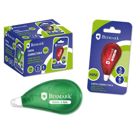 Bismark Mini Cinta Correctora en Seco - Alta Calidad - Correccion Rapida - No Mancha - No Deja Huella en Fotocopias (Precio unidad suelta)