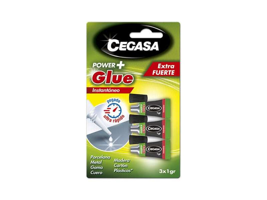 Cegasa Power Glue Pack de 3 Pegamentos Instantaneos 1gr - Color Transparente 1 pieza(s)