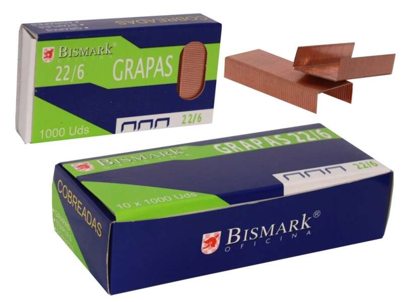 Bismark Caja de 1000 Grapas de Alambre de Alta Calidad Modelo 22/6 - Cobreadas 1 pieza(s)