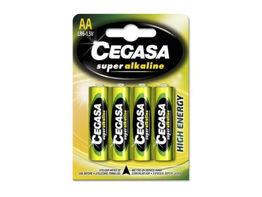 Cegasa Super Alkaline Pack de 4 Pilas LR6 AA -  Alto Rendimiento - Fiabilidad - Tecnologia Avanzada 1 pieza(s)