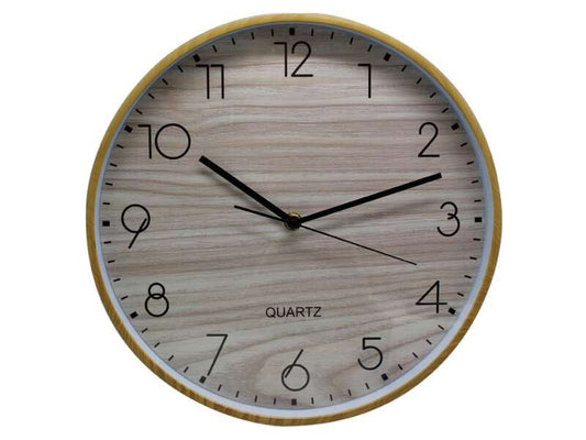 Bismark Reloj Oficina Marco Efecto Madera - Marco Plastico - Lente de Cristal - Manecillas de Aluminio - Esfera de PVC - Color Marrón 1 pieza(s)