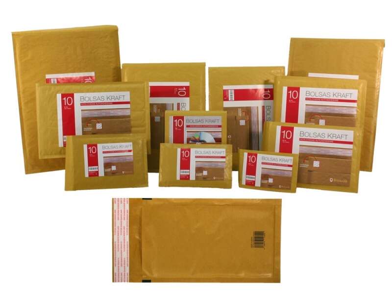 Bismark Bolsa Acolchada Kraft Nº12 120x215mm - Recubrimiento Interno de Laminas de Burbuja de Aire - Cierre Autoadhesivo - Ideal para Envios con Alta Proteccion 10 pieza(s)