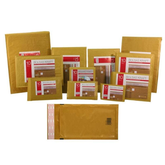 Bismark Bolsa Acolchada Kraft Nº12 120x215mm - Recubrimiento Interno de Laminas de Burbuja de Aire - Cierre Autoadhesivo - Ideal para Envios con Alta Proteccion (Precio unidad suelta)