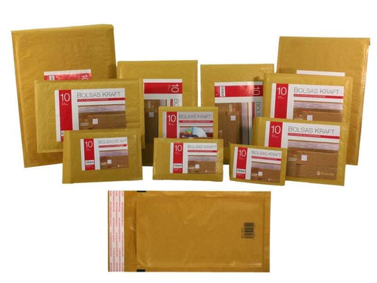 Bismark Bolsa Acolchada Kraft Nº16 220x340mm - Recubrimiento Interno de Laminas de Burbuja de Aire - Cierre Autoadhesivo - Ideal para Envios con Alta Proteccion 10 pieza(s)