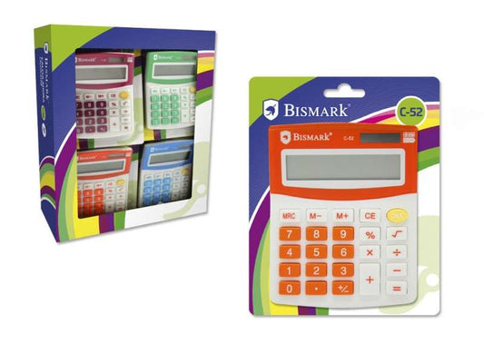 Bismark Calculadora C-52 Escolar de 8 Digitos - Funciones Basicas y Memoria - Alimentacion Solar y a Pilas - Colores Surtidos Aleatorios 1 pieza(s)