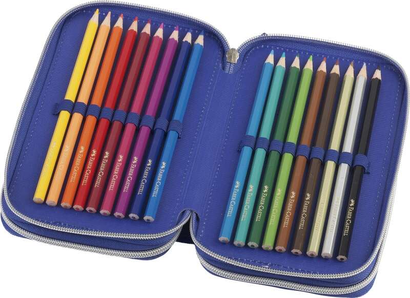 Faber-Castell Diseño Dinosaurio Estuche de 3 Pisos con Contenido de Serie: Goma de Borrar, Sacapuntas, Lapiz de Grafito HB, 2 Boligrafos (Azul y Rojo), Regla de 15cm, 18 Lapices de Colores, 18 Rotuladores, Tijera y Barra de Pegamento 1 pieza(s)