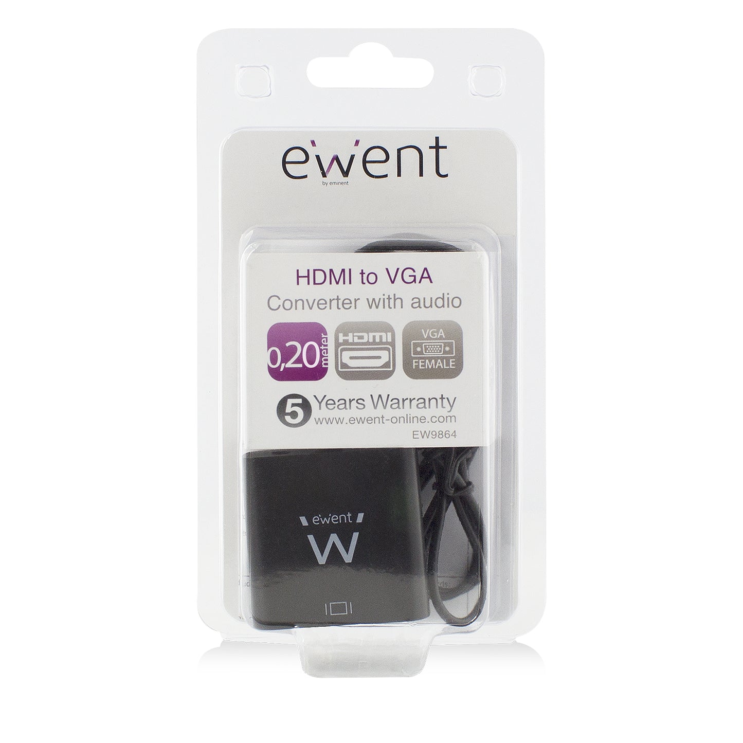 Ewent - EW9864 adaptador de cable de vídeo 0 2 m HDMI VGA  3.5mm Negro