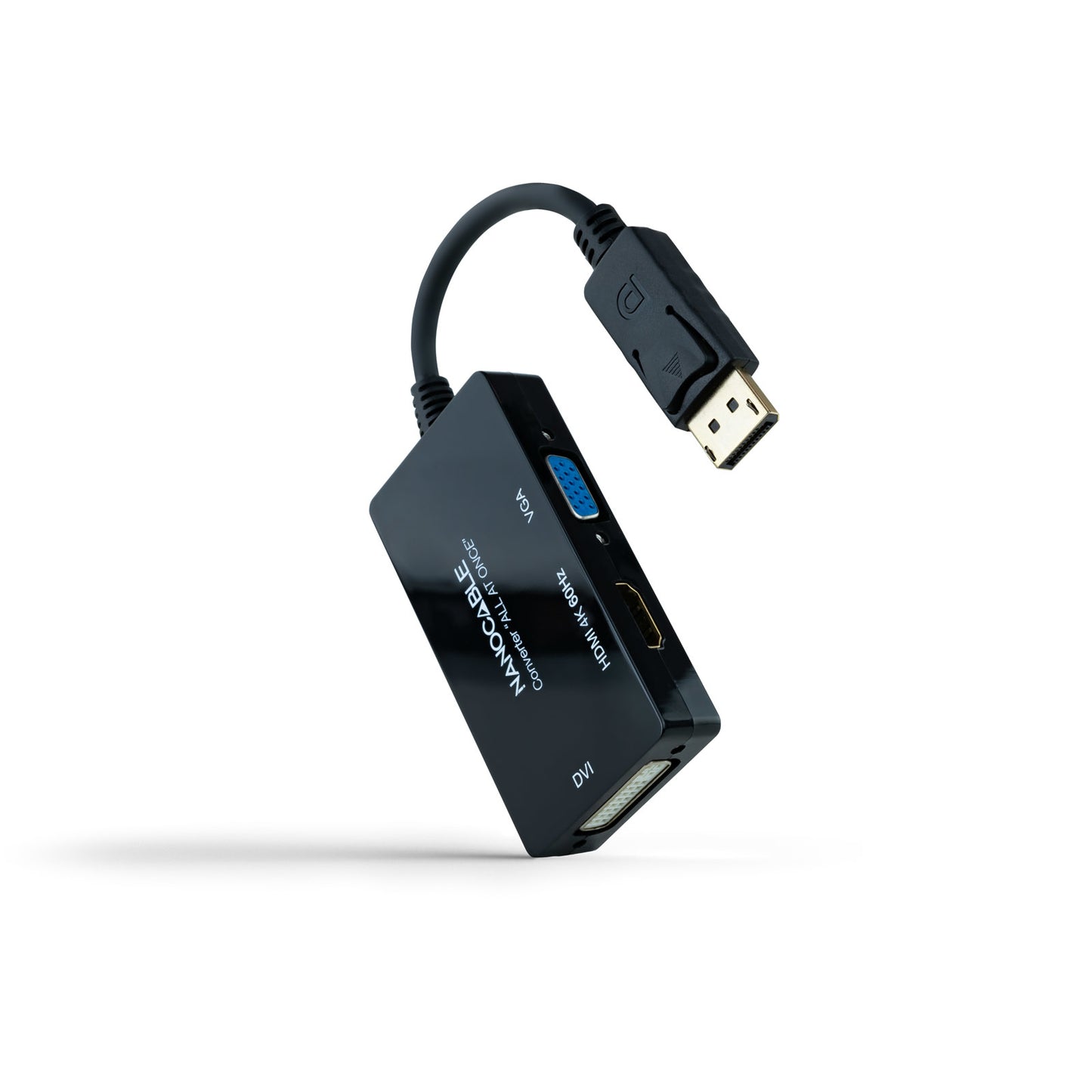 Nanocable - Conversor DISPLAYPORT a HDMI/DVI/VGA  20 cm  Negro