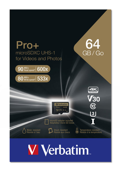 Verbatim - Pro+ 64 GB MicroSDHC MLC Clase 10