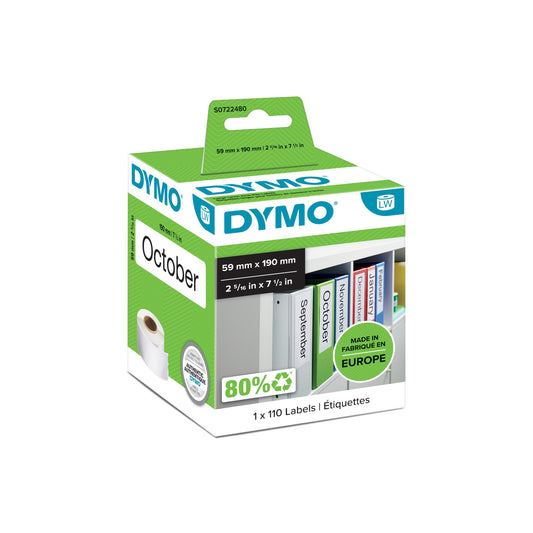 DYMO - LW -Etiquetas para archivadores de tamaño grande - 59 x 190 mm - S0722480