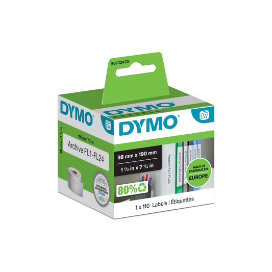 DYMO - LW - Etiquetas para archivadores de tamaño pequeño - 38 x 190 mm - S0722470