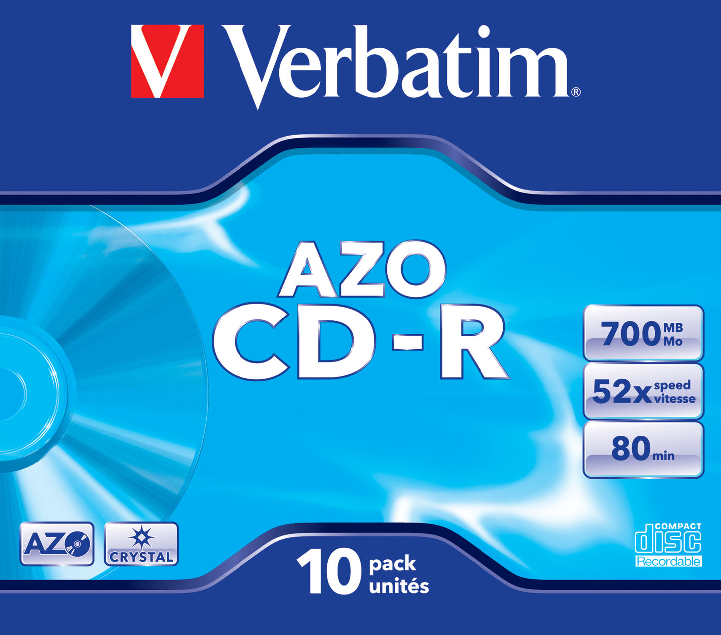 Verbatim - CD-R AZO Crystal 700 MB 10 pieza(s)