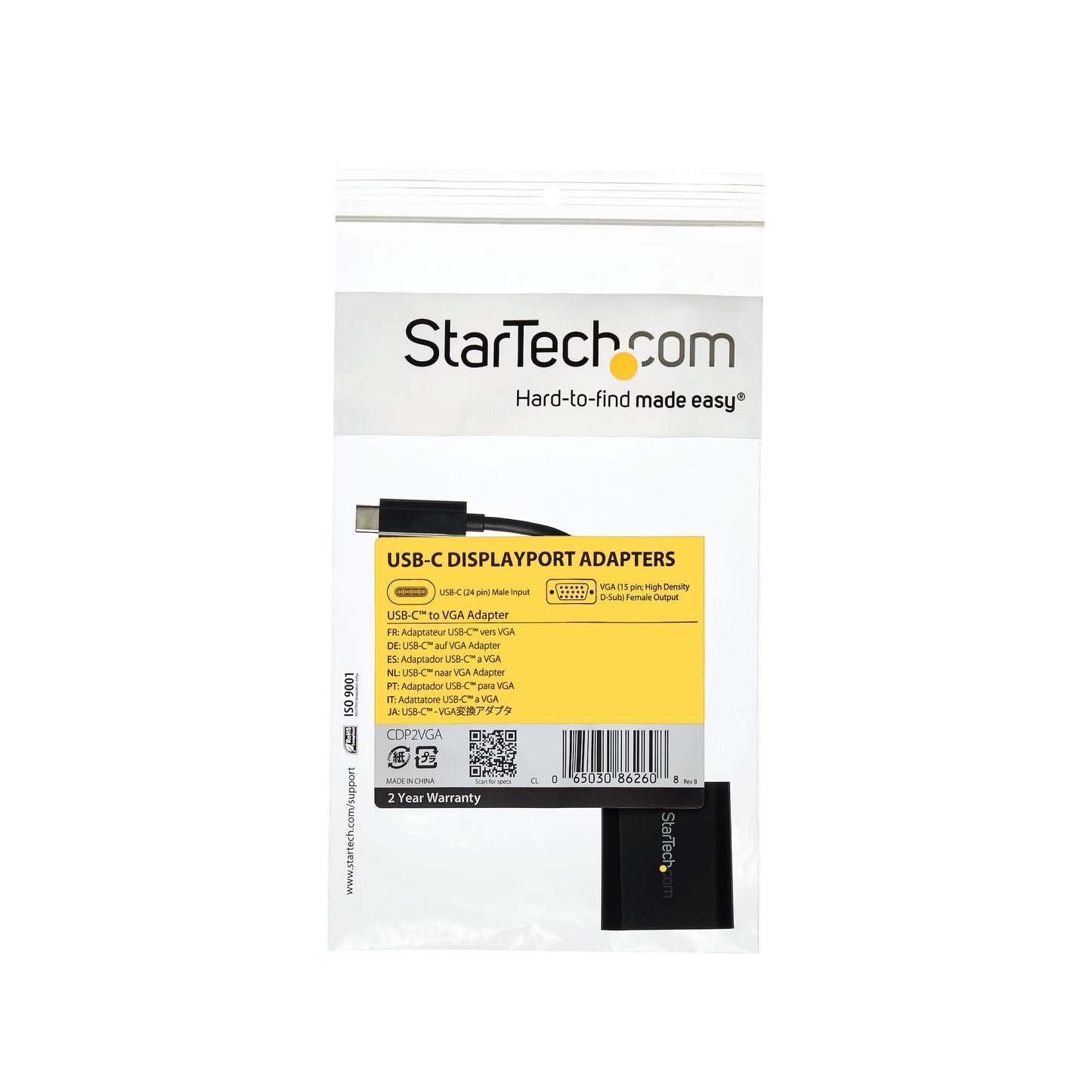 StarTech.com - Adaptador USB C a VGA - Negro - 1080p - Convertidor de Vídeo para su MacBook Pro - Dongle de Pantalla USB Tipo C a VGA - La Versión Mejorada es CDP2VGAEC