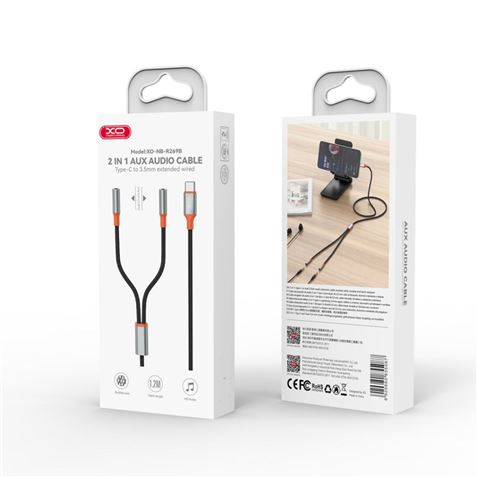 XO Divisor de Audio Estereo Bidireccional - Ideal para Usar 2 Auriculares a La Vez - Cable 1M - Color Negro 1 pieza(s)