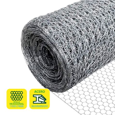 Sungarden Malla Gallinero Hexagonal 13x0.7mm 1x50m - Color Gris 1 pieza(s)