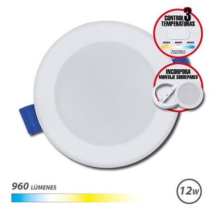 Elbat Downlight Circular 12W - 960Lm - Selector 3 Temperaturas + Sobrepared - Color Blanco 1 pieza(s)