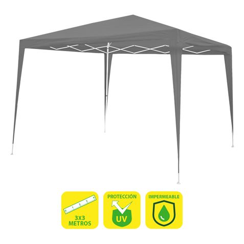 Sungarden Carpa Acero Rafia 3x3m - Color Gris 1 pieza(s)