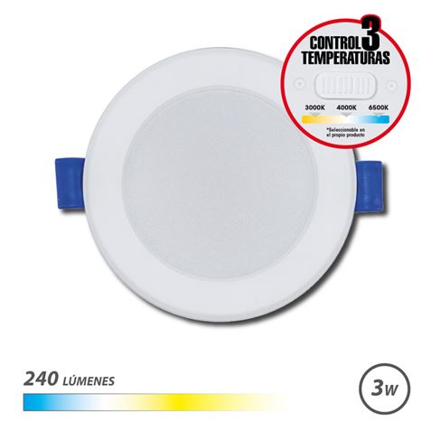 Elbat Downlight Circular 3W - 240Lm - Selector 3 Temperaturas - Color Blanco 1 pieza(s)