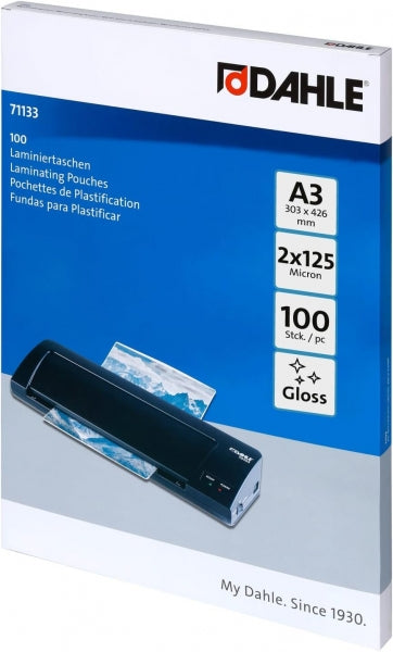 Dahle Pack de 100 Fundas para Plastificar Brillo A3 - 125 Micras - Alta Calidad - Transparente 1 pieza(s)