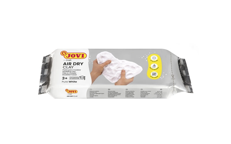 Jovi Air Dry Pastilla Pasta Modelar Endurecible al Aire - Tacto Fresco - Facil de Moldear - Multi-Superficie - Secado en 24H - Acabado Fino - Color Blanco 1 pieza(s)