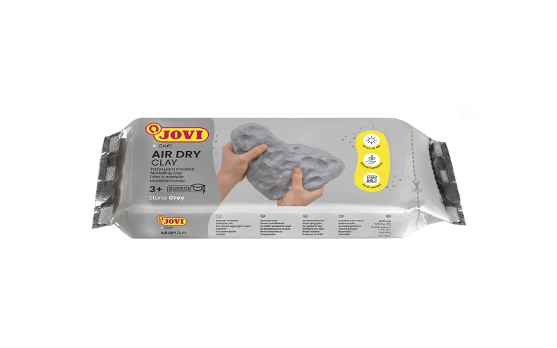 Jovi Air Dry Pastilla Pasta Modelar Endurecible al Aire - Tacto Fresco - Facil de Moldear - Multi-Superficie - Secado en 24H - Acabado Fino - Color Gris 1 pieza(s)