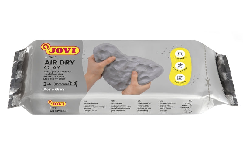 Jovi Air Dry Pastilla Pasta Modelar Endurecible al Aire - Tacto Fresco - Facil de Moldear - Cubre Multiples Superficies - Secado en 24 Horas - Acabado Fino y Suave - Color Gris 1 pieza(s)