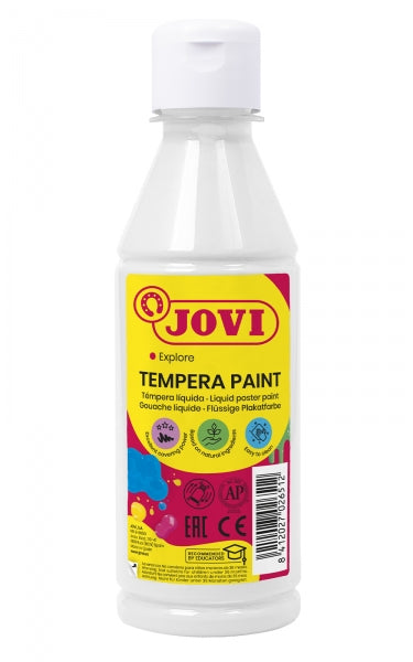 Jovi Tempera Paint Tempera Liquida - Base Agua - Lista para Usar - Alto Poder Cubriente - Secado Rapido - Excelente Rendimiento - Facil Aplicación - Color Blanco 1 pieza(s)