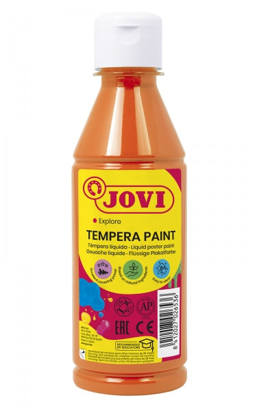 Jovi Tempera Paint Tempera Liquida - Base Agua - Lista para Usar - Alto Poder Cubriente - Secado Rapido - Excelente Fluidez - Adherencia en Multiples Superficies - Color Naranja 1 pieza(s)