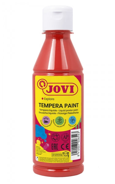 Jovi Tempera Paint Tempera Liquida - Base Agua - Lista para Usar - Alto Poder Cubriente - Secado Rapido - Fluidez Optima - Adherencia en Multiples Superficies - Color Rojo 1 pieza(s)