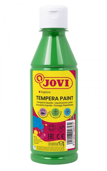 Jovi Tempera Paint Tempera Liquida - Base Agua - Lista para Usar - Alto Poder Cubriente - Secado Rapido - Excelente Fluidez - Adherencia en Multiples Superficies - Color Verde 1 pieza(s)