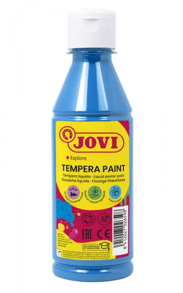 Jovi Tempera Paint Tempera Liquida - Base Agua - Lista para Usar - Alto Poder Cubriente - Secado Rapido - Excelente Rendimiento - Fluidez Optima - Color Azul 1 pieza(s)