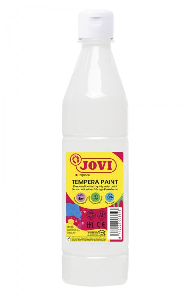 Jovi Tempera Paint Tempera Liquida - Base Agua - Lista para Usar - Alto Poder Cubriente - Secado Rapido - Excelente Fluidez - Adherencia en Multiples Superficies - Color Blanco 1 pieza(s)