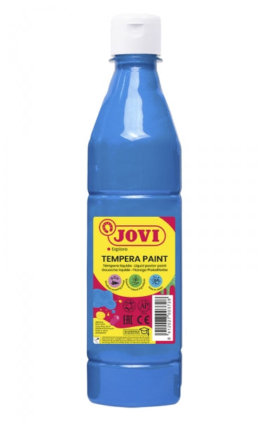 Jovi Tempera Paint Tempera Liquida 500ml - Base Agua - Lista para Usar - Alto Poder Cubriente - Secado Rapido - Excelente Fluidez - Adherencia en Multiples Superficies - Color Azul 1 pieza(s)