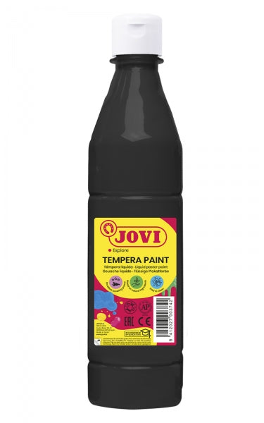 Jovi Tempera Paint Tempera Liquida - Base Agua - Lista para Usar - Alto Poder Cubriente - Secado Rapido - Excelente Fluidez - Adherencia en Multiples Superficies - Color Negro 1 pieza(s)