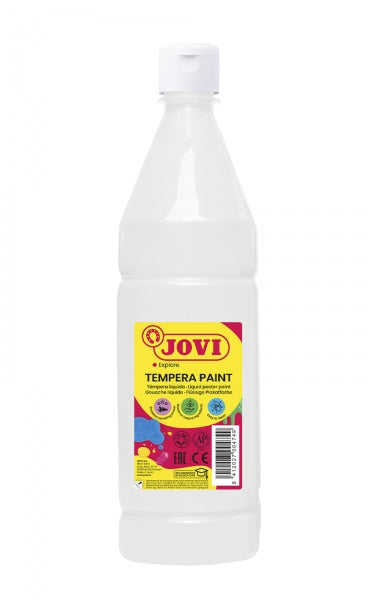 Jovi Tempera Paint Tempera Liquida 500ml - Base Agua - Lista para Usar - Alto Poder Cubriente - Secado Rapido - Excelente Fluidez - Adherencia en Multiples Superficies - Color Blanco 1 pieza(s)