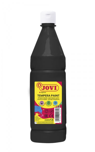 Jovi Tempera Paint Tempera Liquida - Base Agua - Lista para Usar - Alto Poder Cubriente - Secado Rapido - Excelente Rendimiento - Facil Aplicación - Color Negro 1 pieza(s)