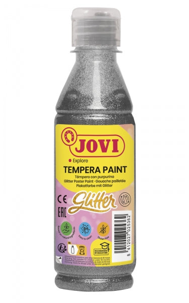 Jovi Glitter Tempera - Excelente Rendimiento - Secado Rapido - Facil Aplicacion - Alta Adherencia - Color Gris 1 pieza(s)