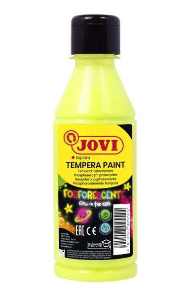 Jovi Tempera Paint Tempera Liquida Fosforescente - Brilla en la Oscuridad - Secado Rapido - Excelente Adherencia - Lista para Usar - Color Verde 1 pieza(s)