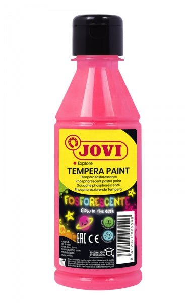 Jovi Tempera Paint Tempera Liquida Fosforescente - Brilla en la Oscuridad - Secado Rapido - Excelente Rendimiento - Facil Aplicacion - Buena Adherencia - Color Rosa 1 pieza(s)