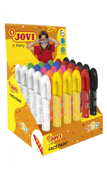 Jovi Twist Face Paint Expositor 30 Sticks de Maquillaje - Base Agua - Facil Aplicacion - para Todo Tipo de Pieles - Gran Capacidad Cubriente - Color Surtido 1 pieza(s)