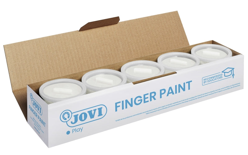 Jovi Bote de Pintura de Dedos - 125ml Pintura de Dedos - Colores Mezclables - Textura Gelatinosa - Lavable - sin Gluten Ni Alergenos - No Toxico - Estimula la Coordinacion Motora - Color Blanco 5 pieza(s)