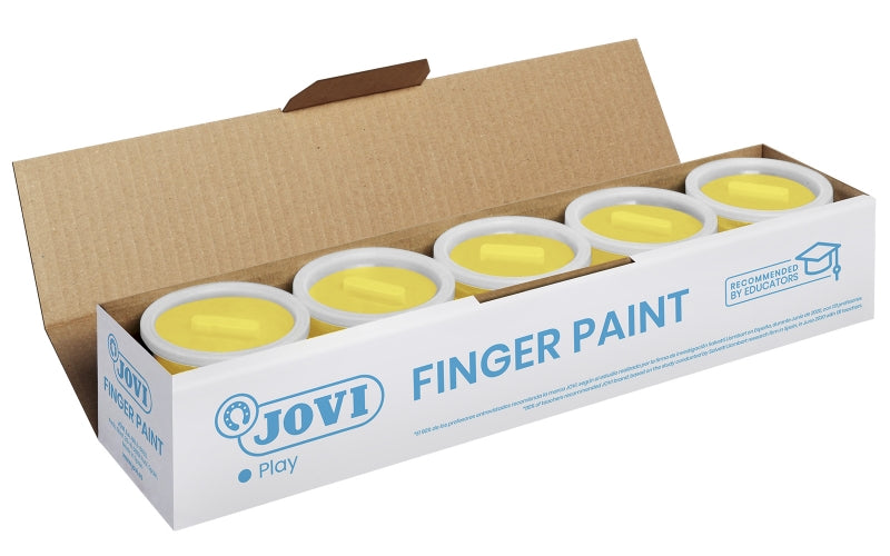 Jovi Bote de Pintura de Dedos - 125ml Pintura de Dedos - Colores Mezclables - Textura Gelatinosa - Lavable - sin Gluten Ni Alergenos - No Toxico - Estimula la Coordinacion Motora - Color Amarillo 5 pieza(s)