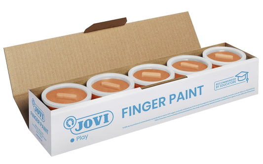 Jovi Bote de Pintura de Dedos - 125ml Pintura de Dedos - Colores Mezclables - Textura Gelatinosa - Lavable - sin Gluten Ni Alergenos - No Toxico - Estimula la Coordinacion Motora - Color Naranja 5 pieza(s)