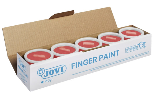 Jovi Bote de Pintura de Dedos - 125ml Pintura de Dedos - Colores Mezclables - Textura Gelatinosa - Lavable - sin Gluten Ni Alergenos - No Toxico - Estimula la Coordinacion Motora - Color Rojo 5 pieza(s)