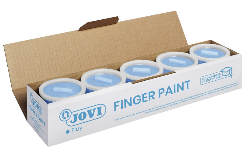 Jovi Bote de Pintura de Dedos - 125ml Pintura de Dedos - Colores Mezclables - Textura Gelatinosa - Lavable - sin Gluten Ni Alergenos - No Toxico - Estimula la Coordinacion Motora - Color Azul 5 pieza(s)