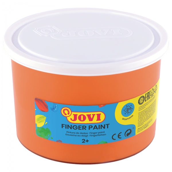 Jovi Finger Paint Bote de 500ml Pintura de Dedos - Ingredientes Naturales - Colores Mezclables - Textura Gelatinosa - Lavable - sin Gluten - No Toxico - Color Naranja 1 pieza(s)