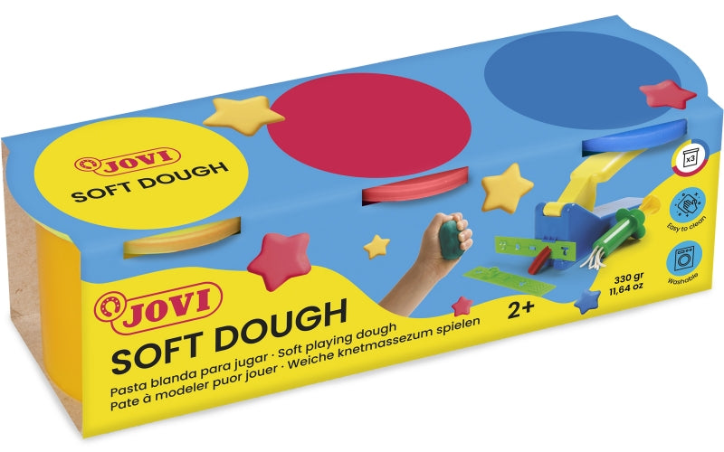 Jovi Soft Dough Blandiver Estuche de 3 Botes 110gr - Blanda y Flexible - Facil de Amasar y Moldear - Ideal para Iniciacion al Modelaje - Fomenta Creatividad y Motricidad Fina - Color Surtido 1 pieza(s)