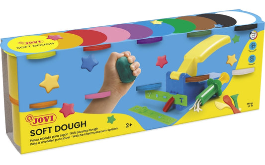 Jovi Soft Dough Blandiver Estuche de 10 Botes 110gr - Blanda y Flexible - Facil de Amasar y Moldear - Ideal para Iniciacion al Modelaje - Fomenta Creatividad y Motricidad Fina - Color Surtido 1 pieza(s)